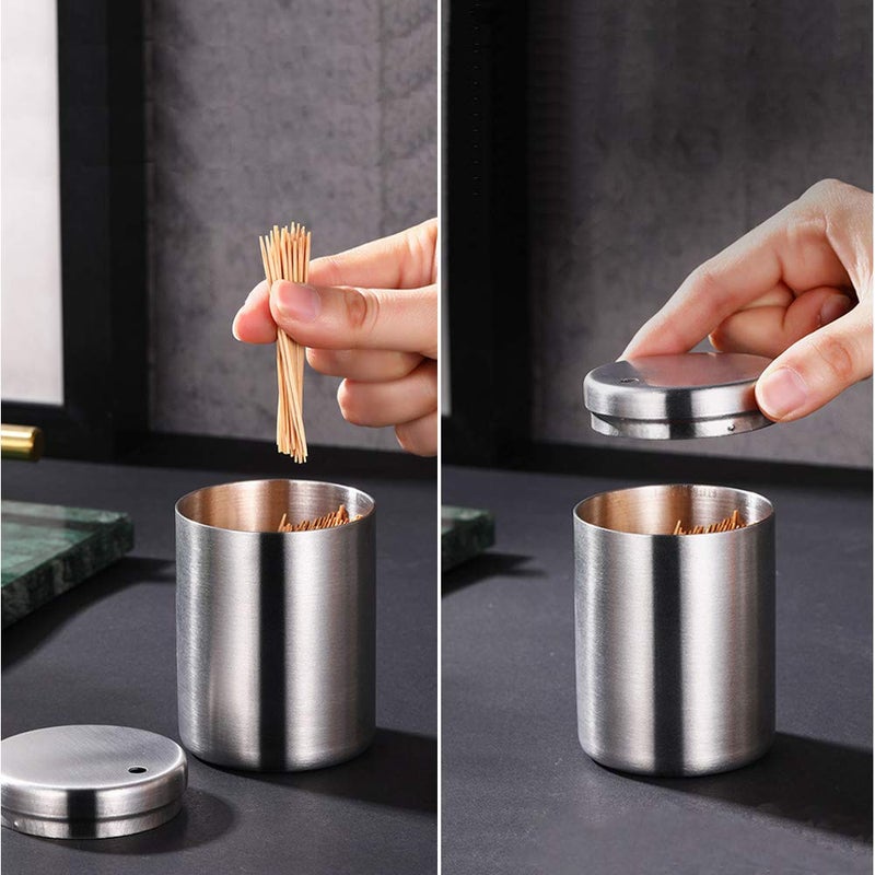 AYCCNH Stainless Steel Toothpick Holder Dispenser, Thickening Tooth Picks Container with 400 Pieces Bamboo Toothpicks for Teeth - Image 4